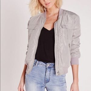 MISSGUIDED Light Grey Utility Bomber Jacket